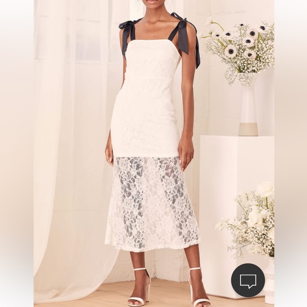 NWT Lulu’s size small, white tie strap lace dress
